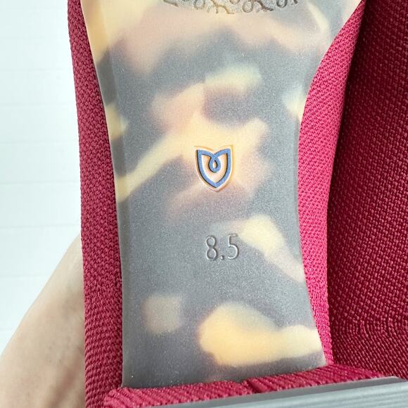 Rothy's The High Point Heel Rare Knit Shoes Womens 8.5 Dark Red Maroon - Picture 5 of 8